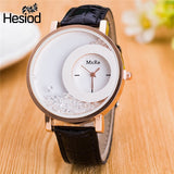 Leather Strap Women Rhinestone Watch