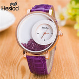 Leather Strap Women Rhinestone Watch