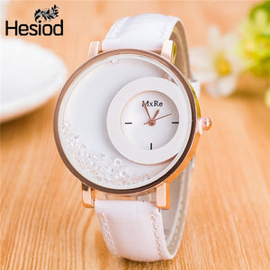 Leather Strap Women Rhinestone Watch