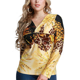 Women's  V-neck Shirts Leopard Print