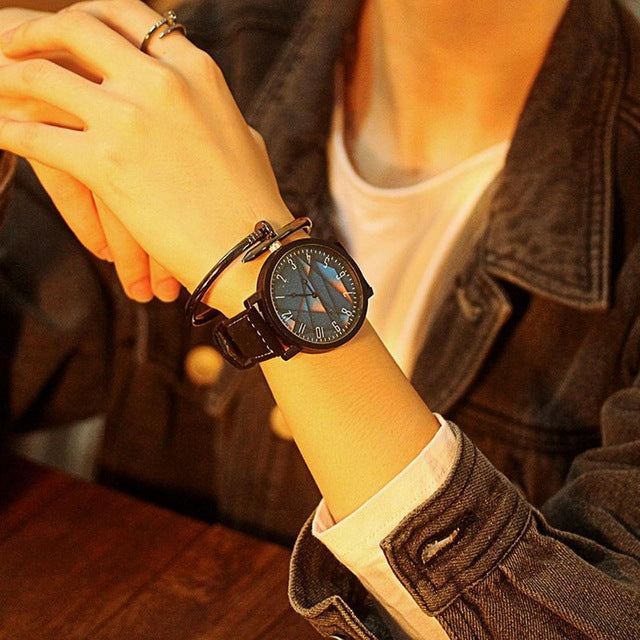 Strap Round Leather Men Watch