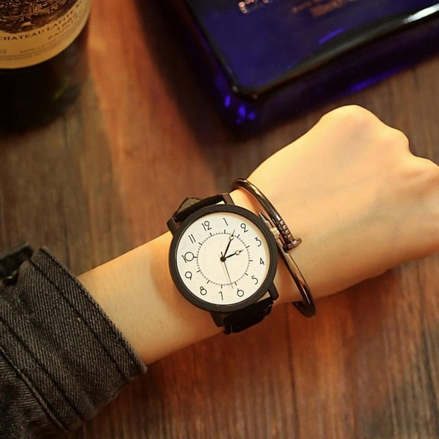 Strap Round Leather Men Watch