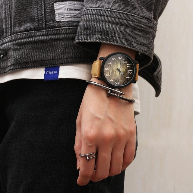 Strap Round Leather Men Watch