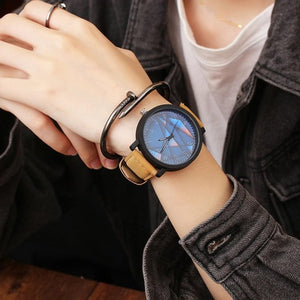 Strap Round Leather Men Watch